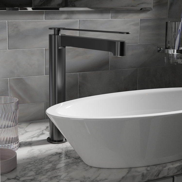 LussoVita Tall Basin Mixer - Matt Black