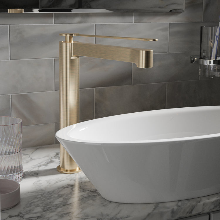 LussoVita Tall Basin Mixer - Matt Gold